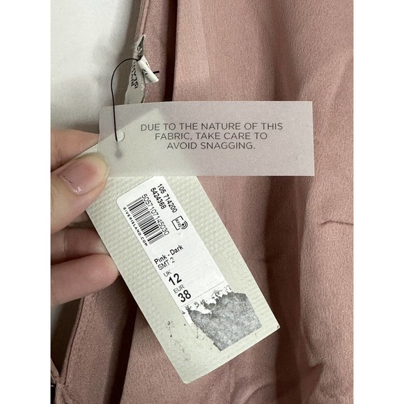 NWT River Island Blush Pink Long Flounce Sleeve Cropped Wrap Blouse Size 12 - Picture 5 of 9